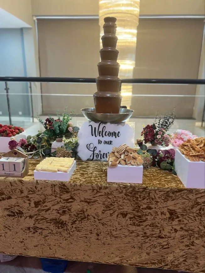 Chocolate fountain & dessert table at a client's event